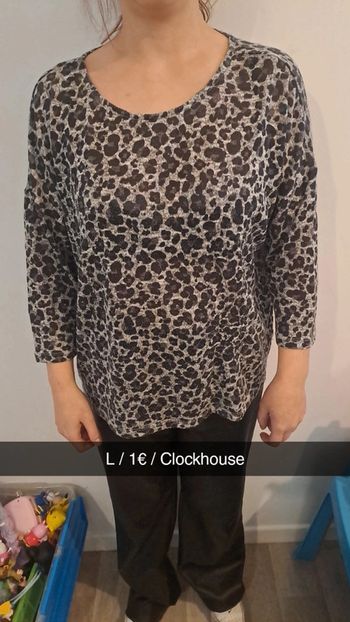 T-shirt manches mi-longues léopard