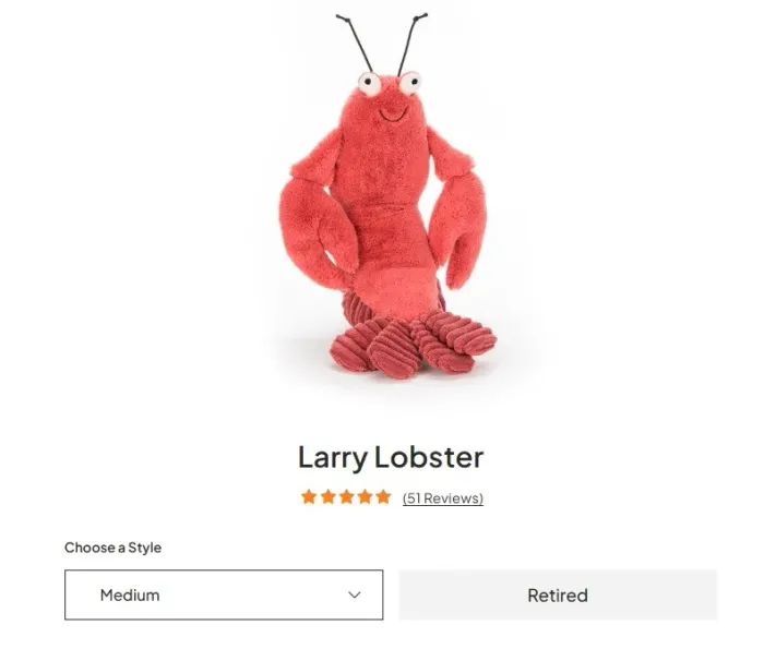 Larry homard jellycat retired lobster - photo numéro 4