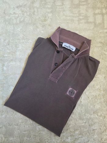 Polo Stone Island marron taupe – Taille M Slim Fit – QR code