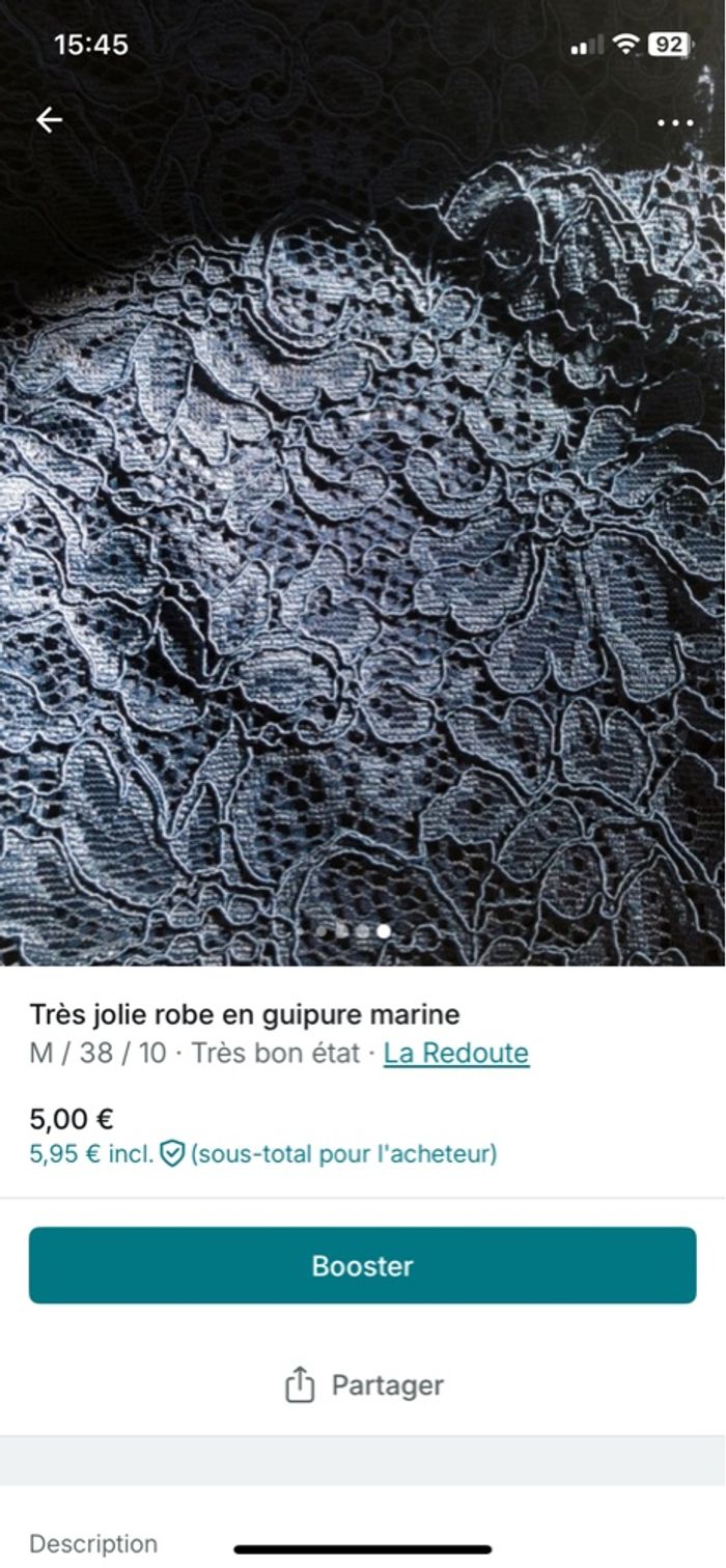 Très jolie robe en guipure bleu marine - photo numéro 5