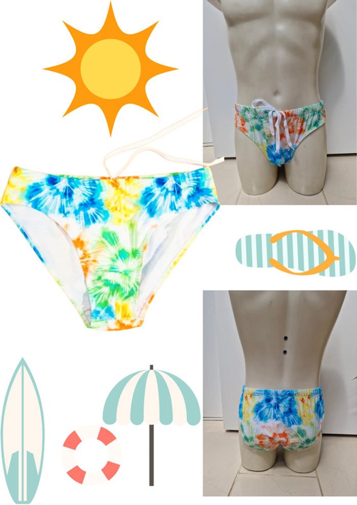 Slip De Bain Maillot De Bain Tie Dye Multicolore Taille XL