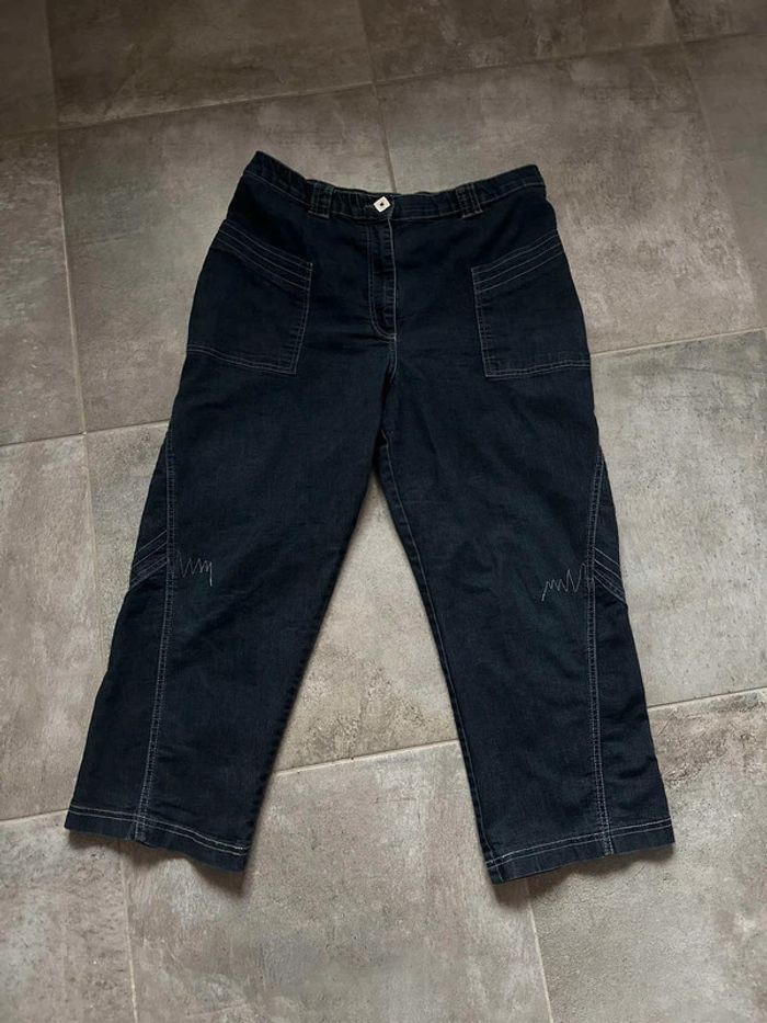 💫 Sublime jeans pantacourt Christine Laure en parfait état marine T 42 44 une pépite - photo numéro 2