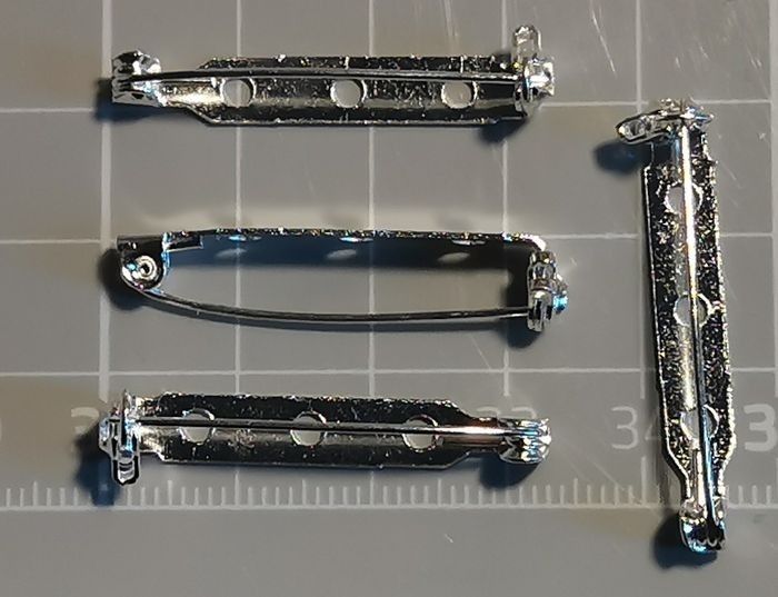 4 x supports de broche 30 mm - 3 trous en métal argenté - photo numéro 2