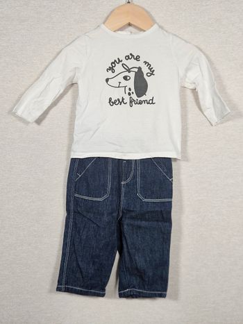 Ensemble 2 pièce t-shirt + jeans kiabi 9 mois 69-72cm