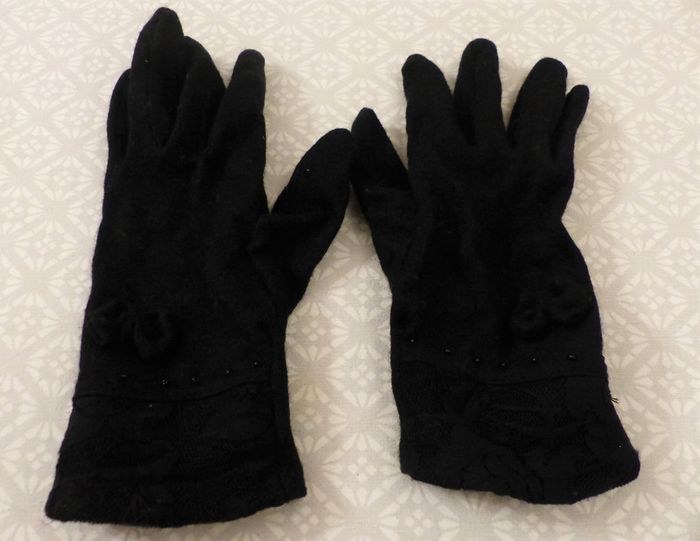 Gants noir avec noeud et dentelle