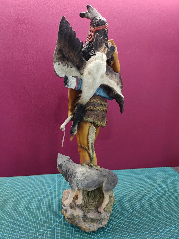 Native American Indien Figurine avec loup 62 cm - photo numéro 4