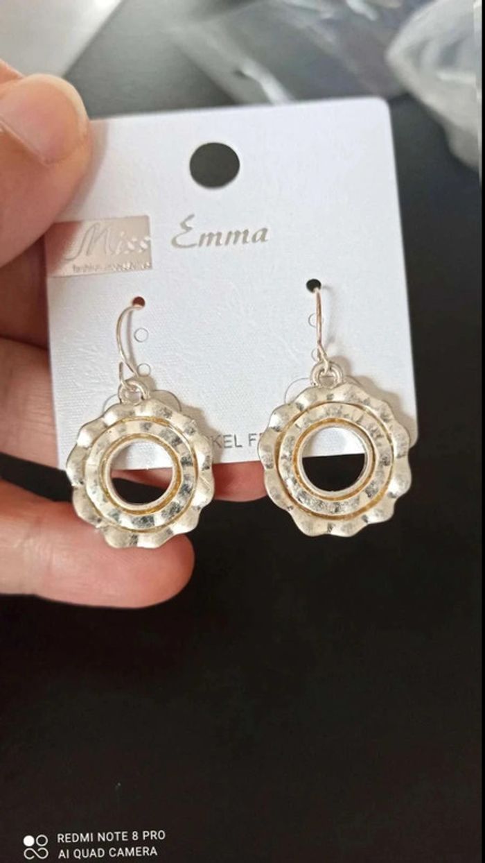 Boucles d'oreilles roues argenté - photo numéro 2