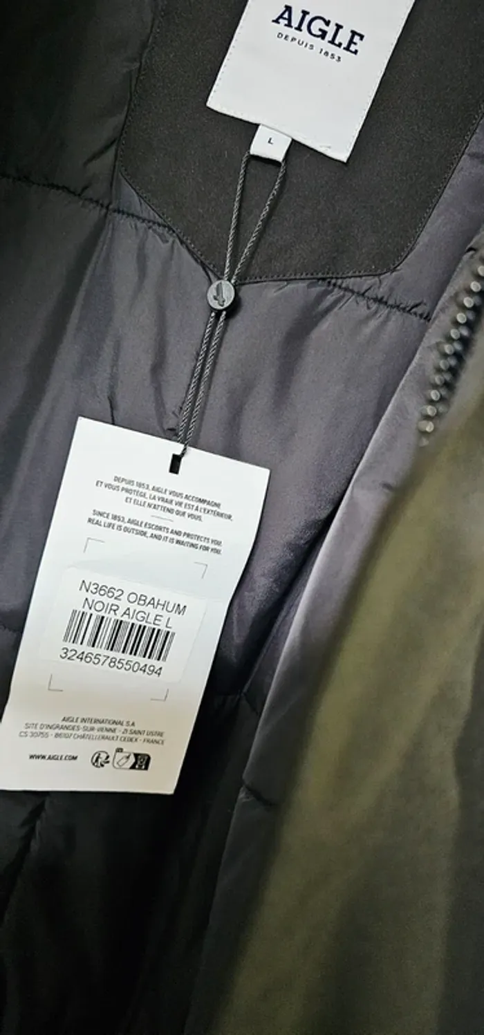 Manteau Doudoune Gabardine Parka Déperlant Aigle Taille L - photo numéro 7