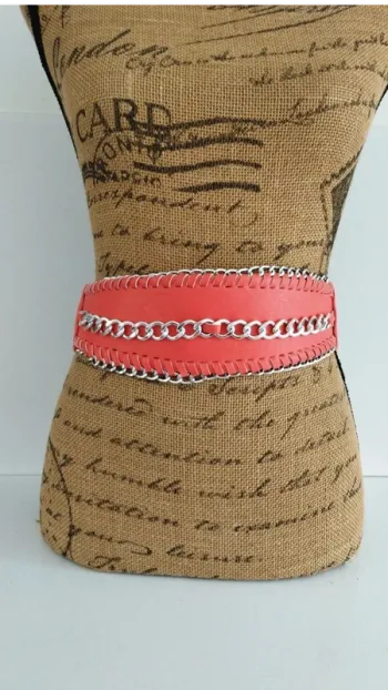 Ceinture corail argenté élastique femme 70/75 cm