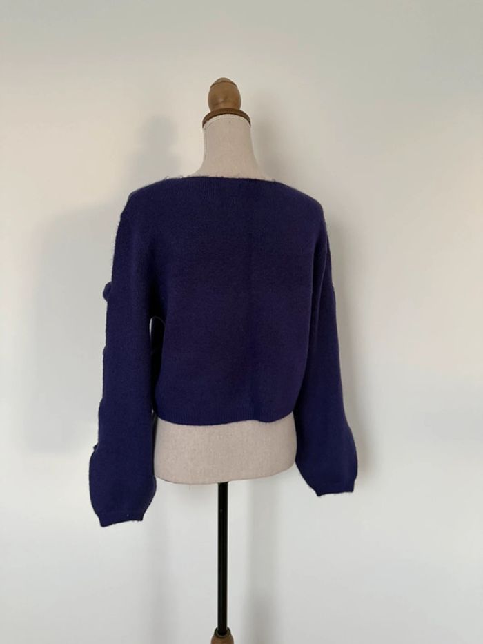 Pull violet bouse chemisier camisa chemise camicetta blusa t-shirt camicia overhemd Folder manche - photo numéro 3