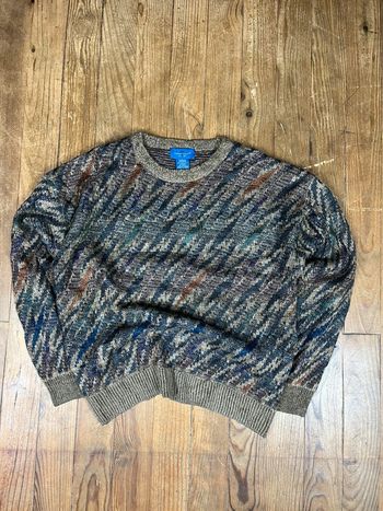 Pull maille vintage motifs multicolore M