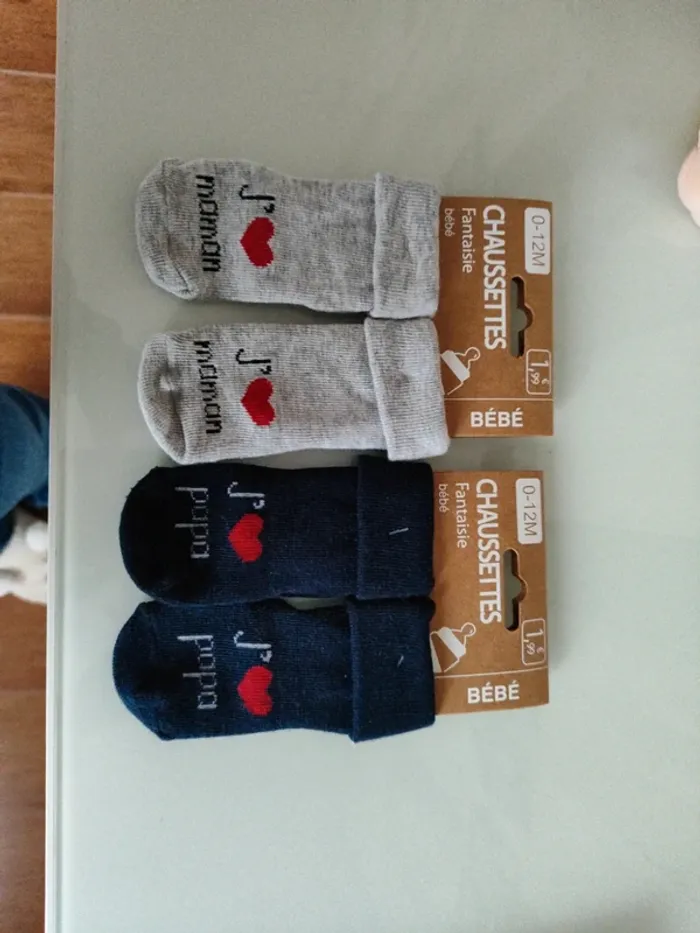 Lot 2 paires de chaussettes bébé neufs