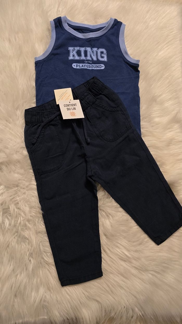 🥰😍💙Ensemble debardeur et pantalon fluide 36mois/3ans garçon 😍💙🥰 - photo numéro 3
