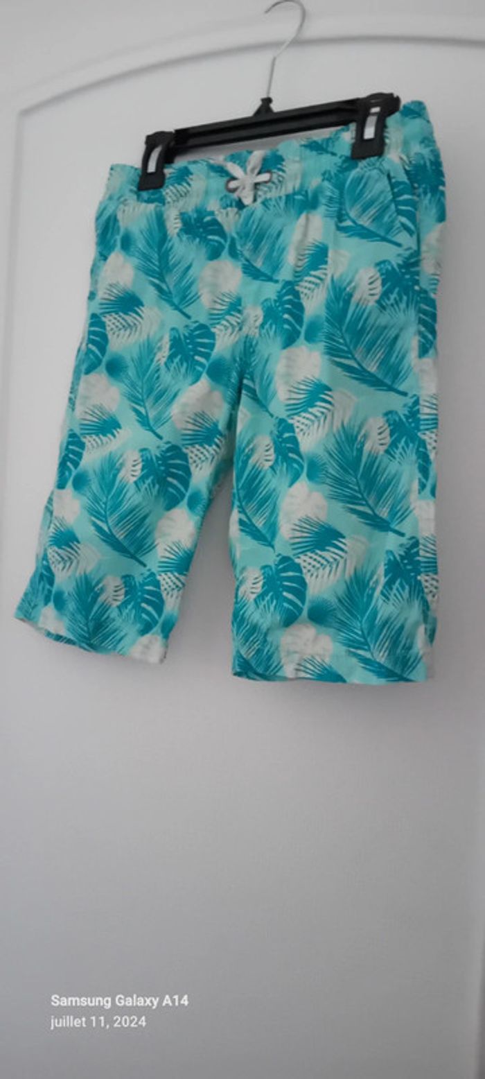 Bermuda motif palmiers turquoise garçon 12 ans kiabi - photo numéro 10