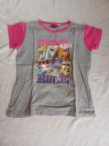 T-shirt gris et rose monster high 10 ans