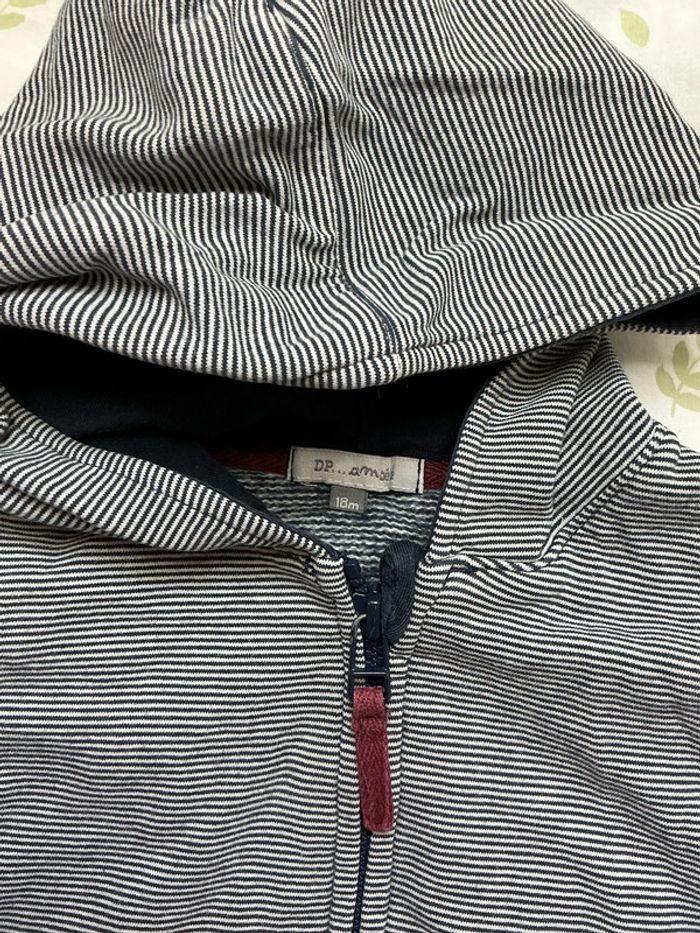 gilet zippé à capuche rayé marine 18 mois du pareil au même - photo numéro 6