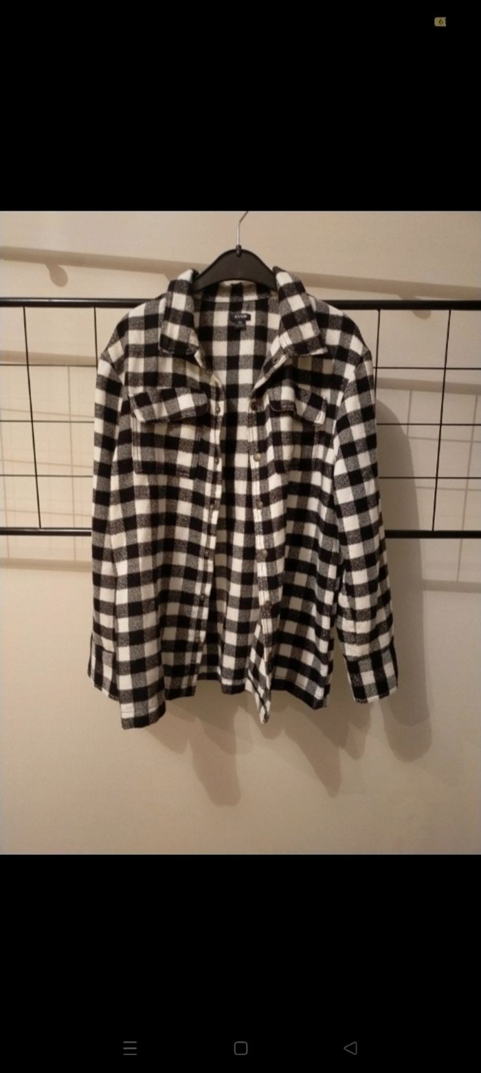 Chemise a carreaux blanc et noir épaisse