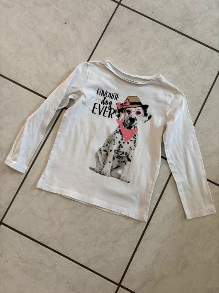 T-shirt chien fille manches longues 4 ans