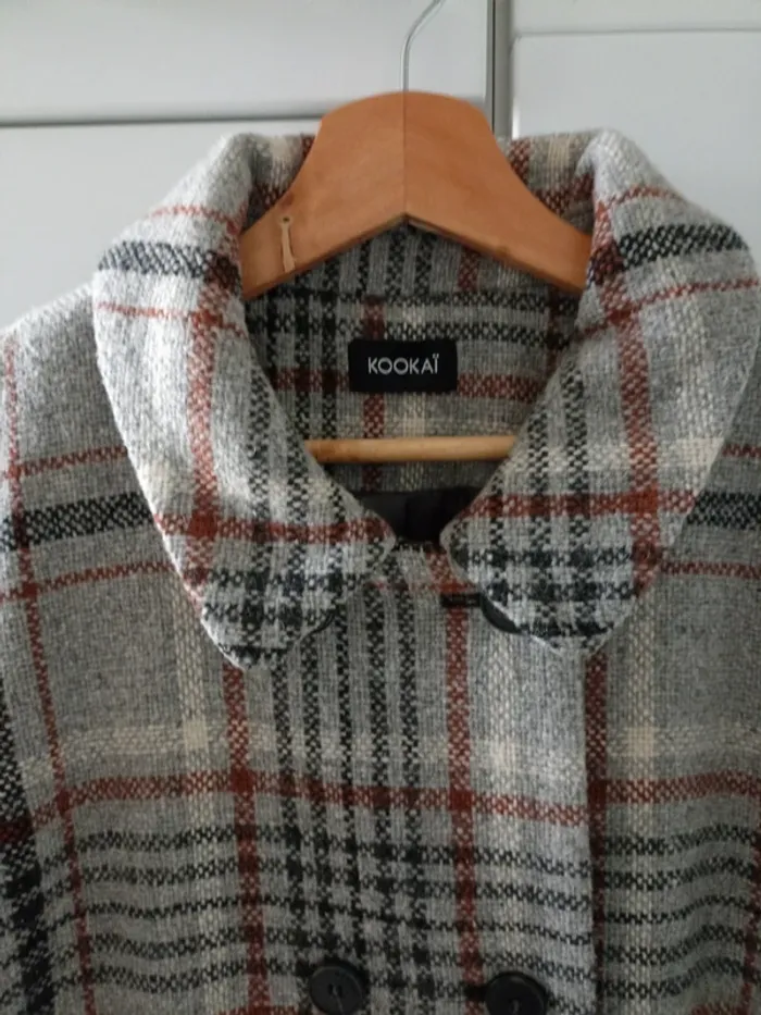 Kookaï manteau gris et bordeaux - photo numéro 3