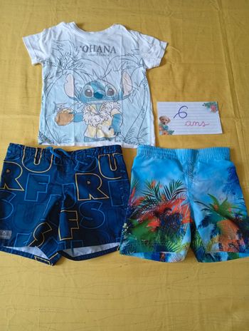Ensemble Été garçon 6 ans 3 pièces 2 shorts + 1 tee shirt  🌿
