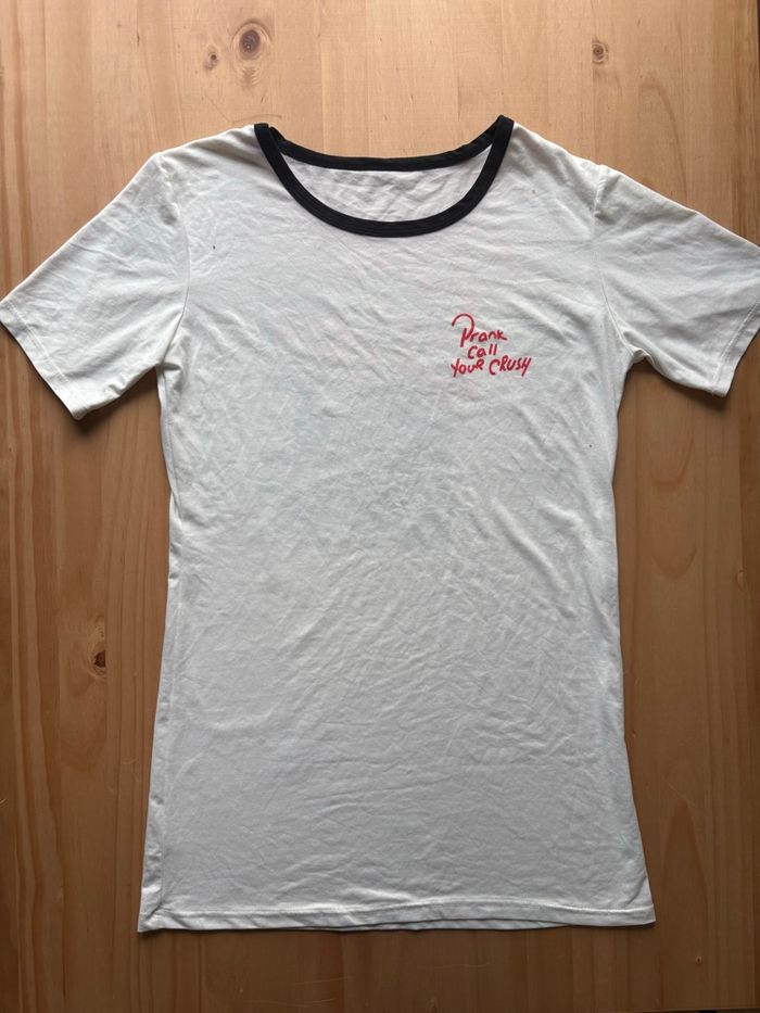 Tee-shirt oversize blanc imprimé – L (fit S/M) – style streetwear - photo numéro 1