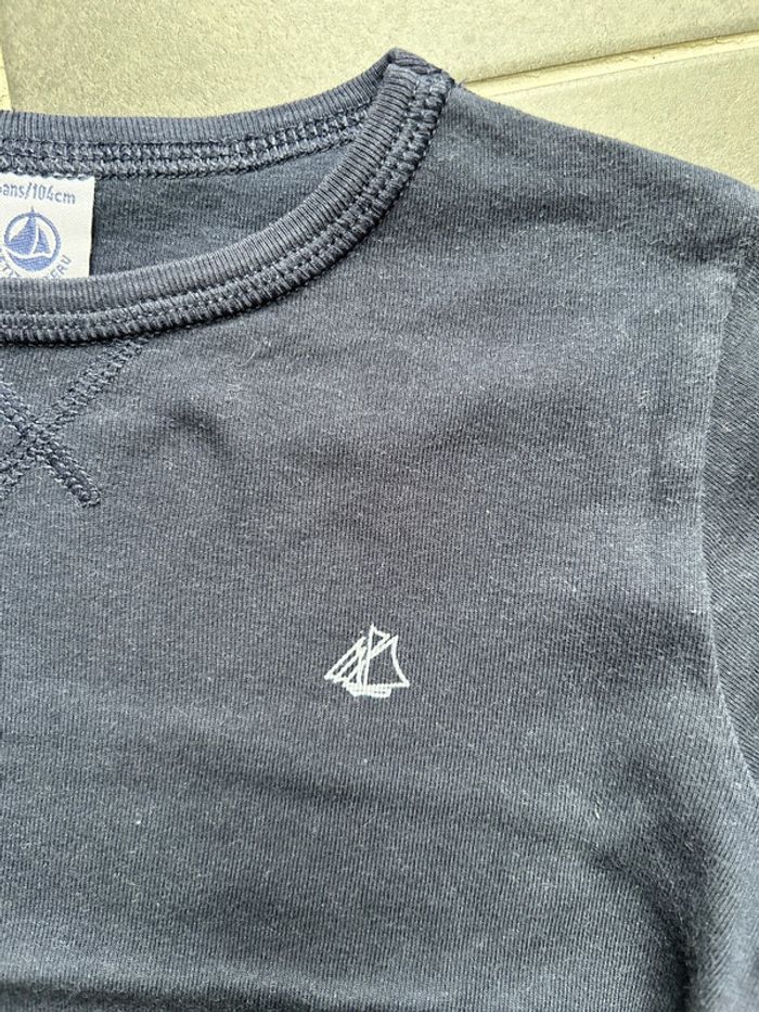 Haut manches longues uni bleu marine garçon petit bateau - photo numéro 3