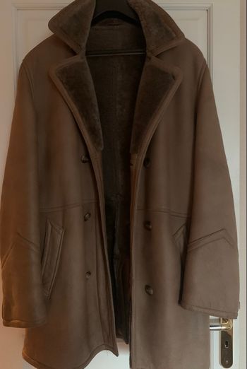 Manteau Homme façon peau lainée taupe
