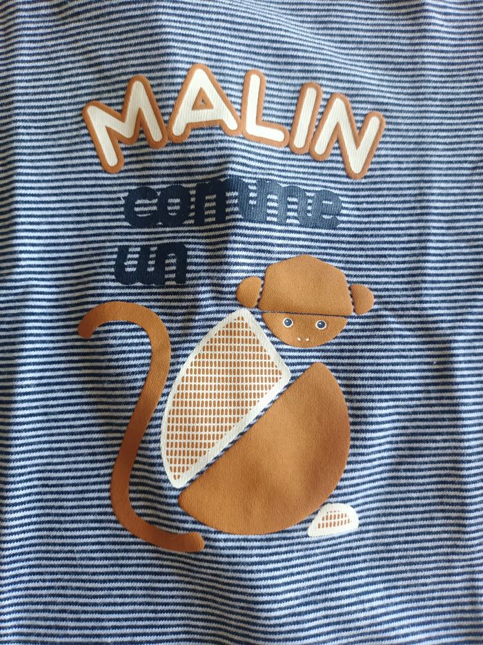 T-shirt rayé singe - photo numéro 2