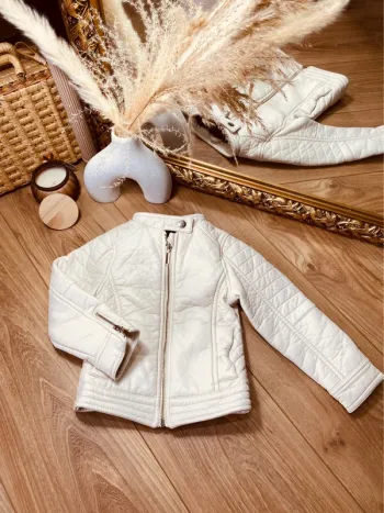Taille 3 ans veste similicuir fille orchestra beige crème 🩷