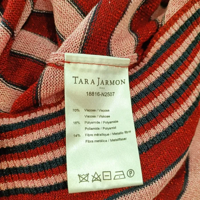 T-shirt à manches longues - Tara Jarmon - M LE Rayé Rouge et Rose - photo numéro 7