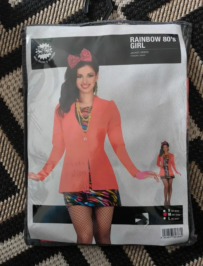 Déguisement arc-en-ciel"Rainbow 80's Girl" taille M neuf