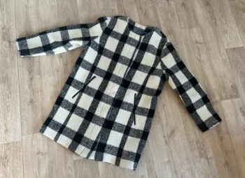 Devernois, manteau caban, noir et blanc, imprimé oversize Laine, femme, taille S/36