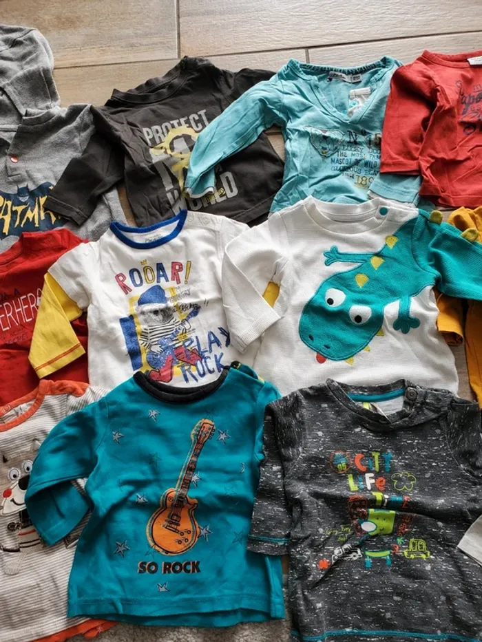 Lot de 15 t shirts manches longues 6 mois - photo numéro 3