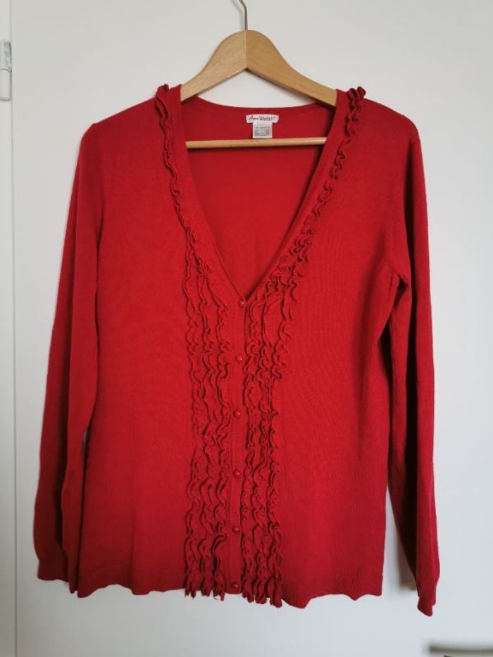 Gilet rouge volanté - 38/40 - Anne Weyburn