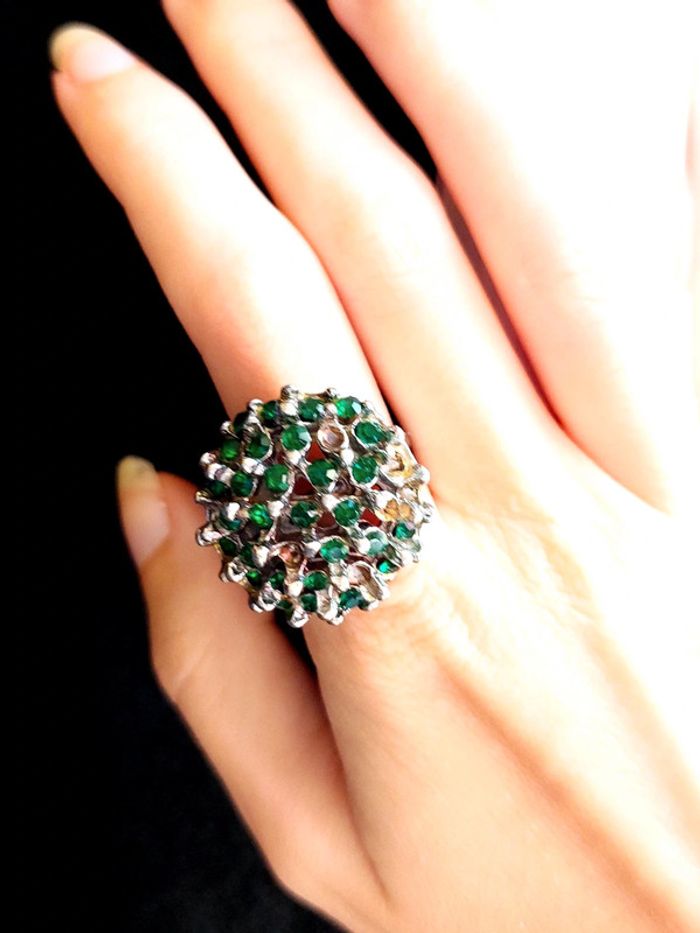 Magnifique bague ajustable pierre verte style vintage - photo numéro 9