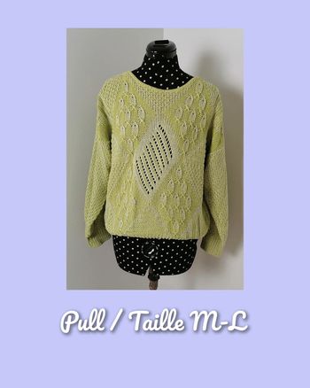 Pull en mailles vert pomme Taille M/L Fait main