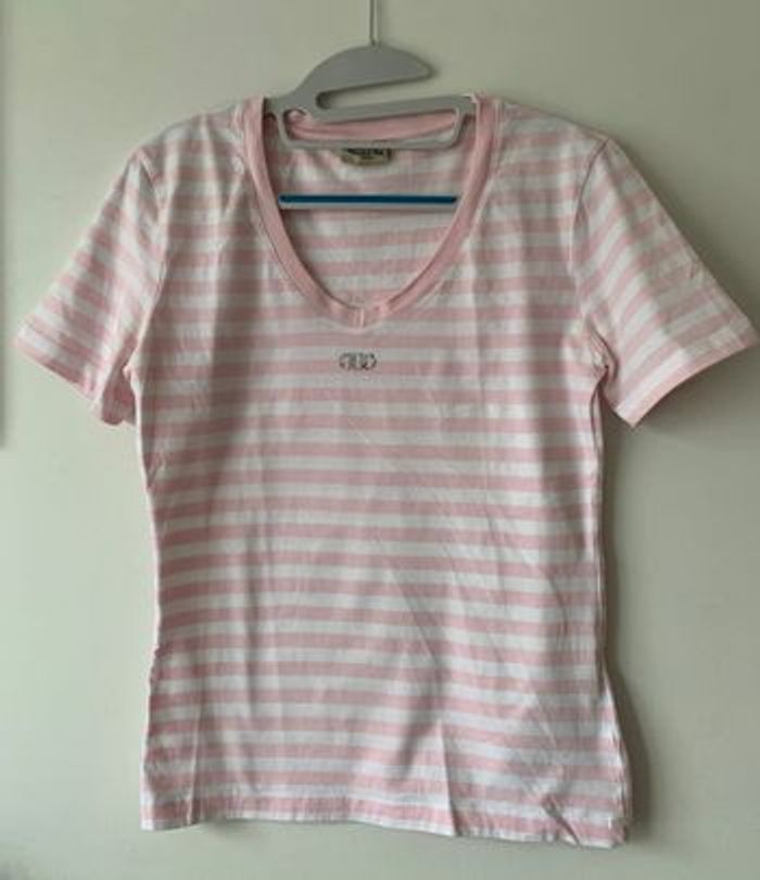 T shirt rose et blanc - 42/44 - Power line lady - photo numéro 2