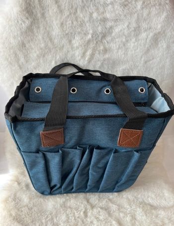 Sac rangement scrapbooking 28 x 28 x 12 cm bleu, Blue jeans