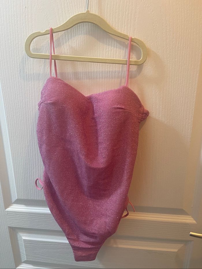 Maillot de bain rose 1 pièces à paillette