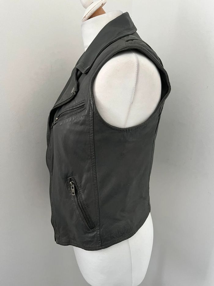 Veste perfecto sans manche en cuir Maje S - photo numéro 4