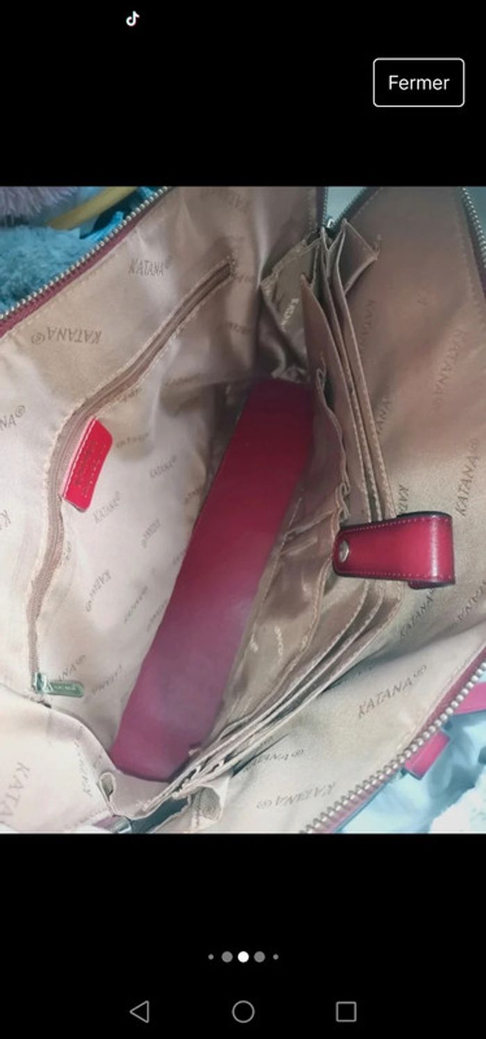 Sac vintage Katana cuir rouge véritable - photo numéro 12