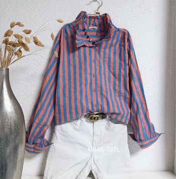 Blouse rouge bleu oversize taille L 🌸