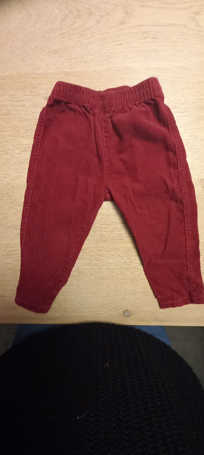 Pantalon en velours rouge, taille élastique 18 mois