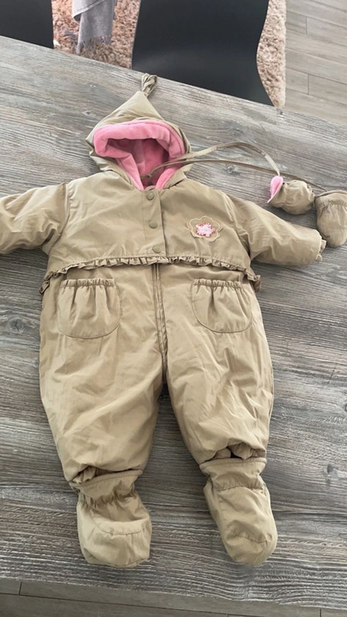 Combi pilote kaki rose bébé 3 mois