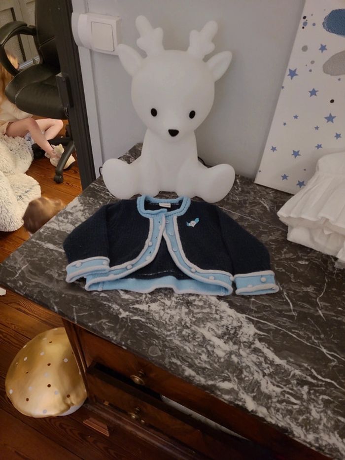 Gilet 3 pommes bleu t.9 mois 71 cm