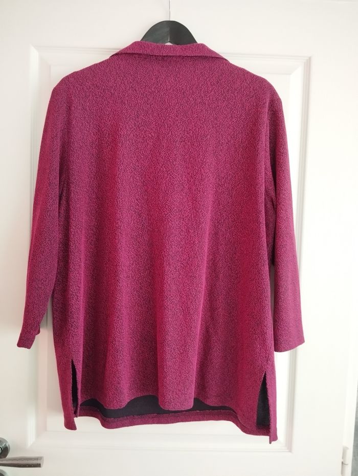 * Blouse rouge et noire manches 3/4 T46-48 Berger du Nord - photo numéro 3