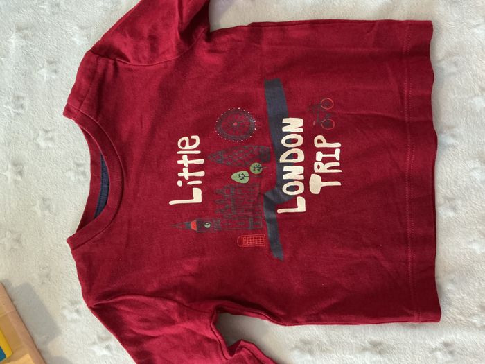 teeshirt manches longues bordeaux dessin et inscription devant 6 mois bout'chou - photo numéro 7