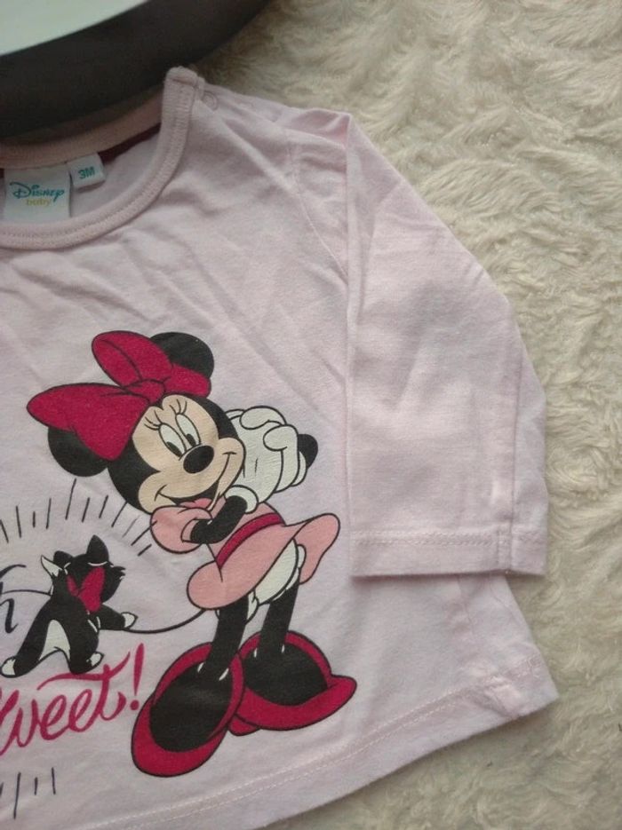Tee shirt chemise manches longues Fille 3 mois So sweet Minnie Disney 100% coton - photo numéro 4