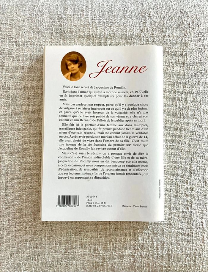 Livre Jeanne de Jacqueline de Romilly - Editions de Fallois - photo numéro 2