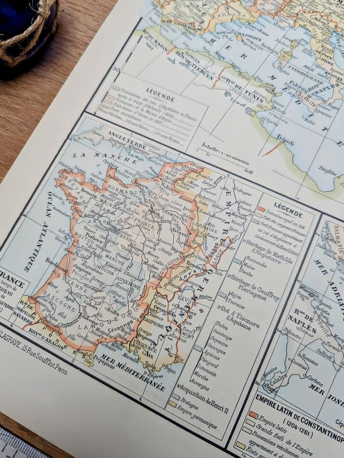 Imprimée en 1900, l'Europe en 1270. Original Vintage Authentique. - photo numéro 7